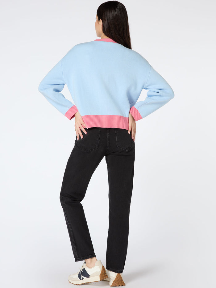 Kayla Knit Cardigan in Blue and Pink