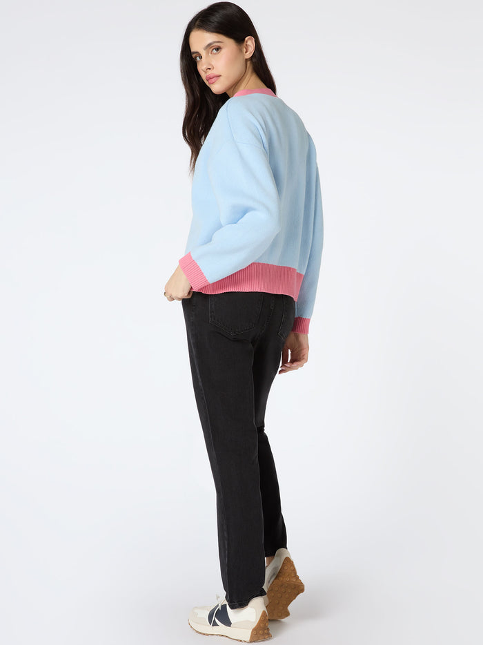 Kayla Knit Cardigan in Blue and Pink