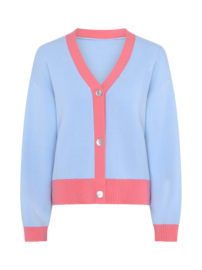Kayla Knit Cardigan in Blue and Pink