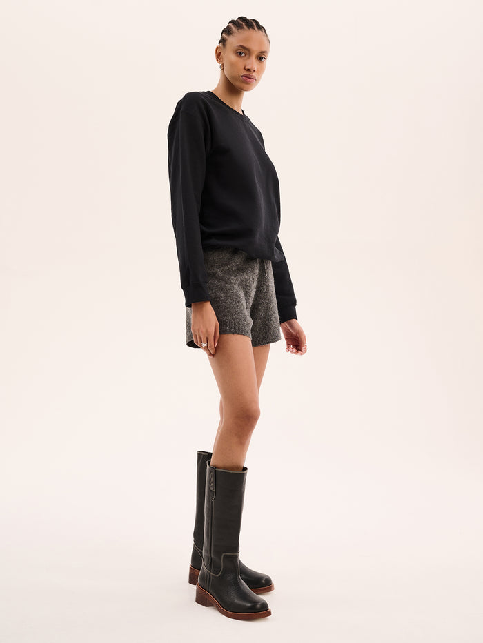 Kayleigh Knit Shorts in Grey Marl