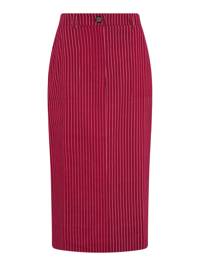 Kelsey Skirt in Burgundy Pin Stripe