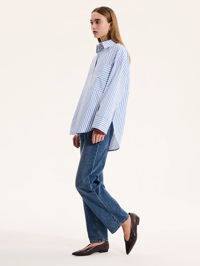 Kenda Stripe Shirt in Blue and White