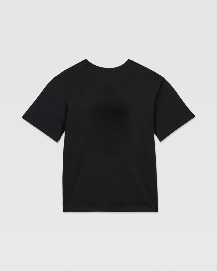 The Volcom Kids' Circle Split Short Sleeve Tee is laid flat on a white background, shown from the back—ideal as an everyday casual shirt.