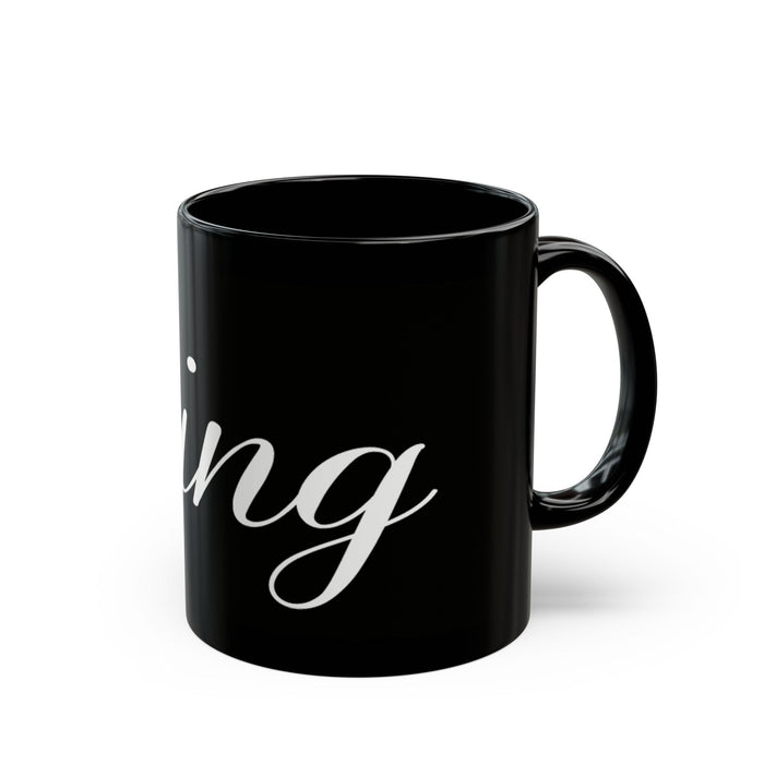 King Crown Black Coffee Mug – Elegant Script Royalty Gift (11oz & 15oz) - 314 Originals