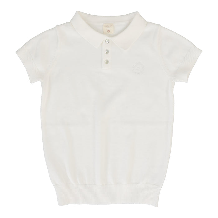 Knit Polo Short Sleeve-Winter White