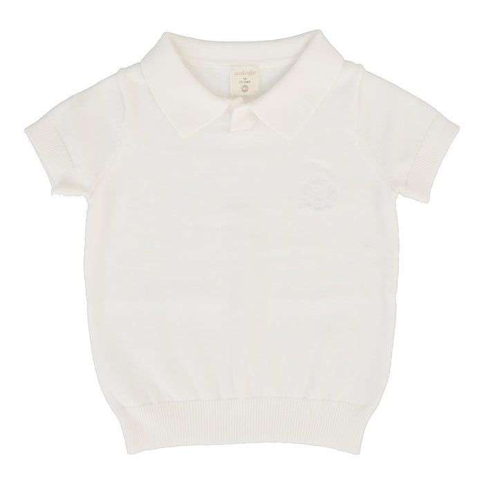 Knit Polo Short Sleeve-Winter White