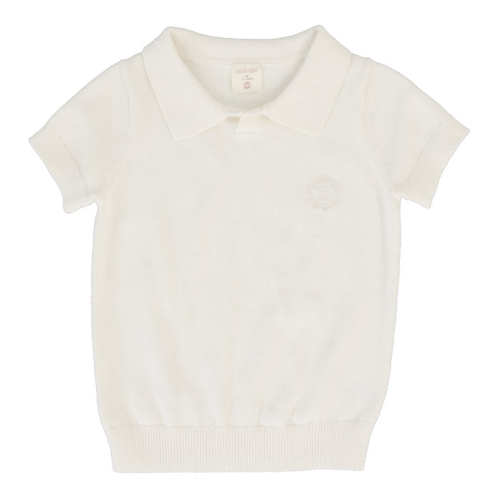 Knit Polo Short Sleeve-Winter White