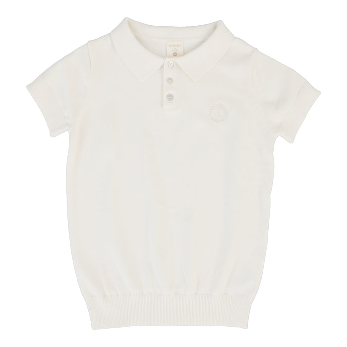 Knit Polo Short Sleeve-Winter White