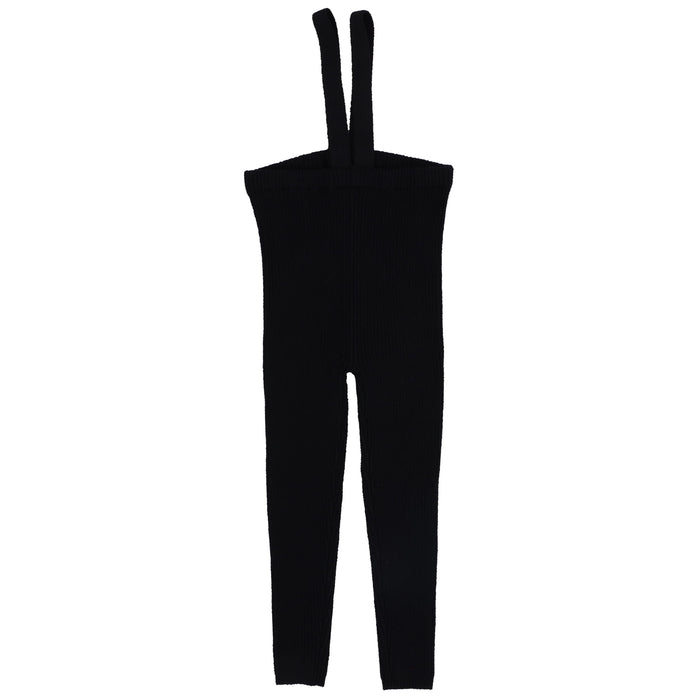 Knit Suspender Leggings - Black