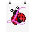 Ladybug Initial “L” Matte Poster — Cute Nursery Wall Art for Girls - 314 Originals