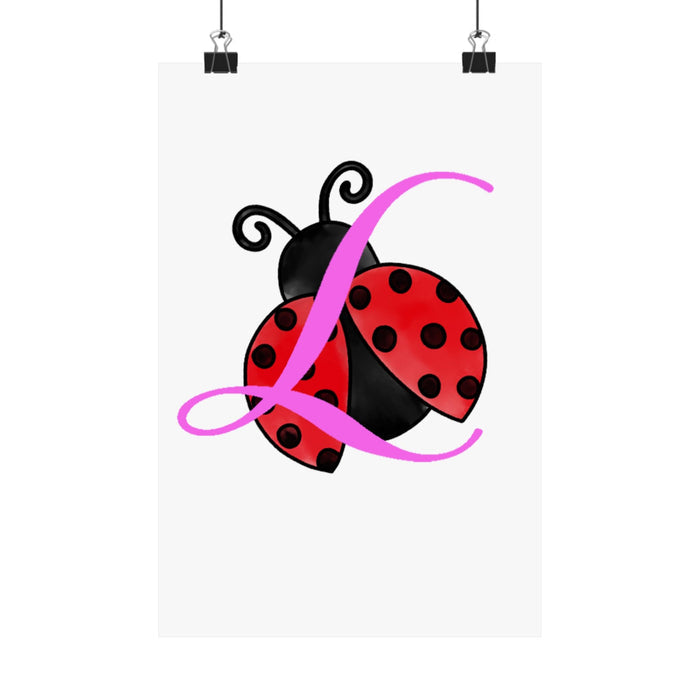 Ladybug Initial “L” Matte Poster — Cute Nursery Wall Art for Girls - 314 Originals
