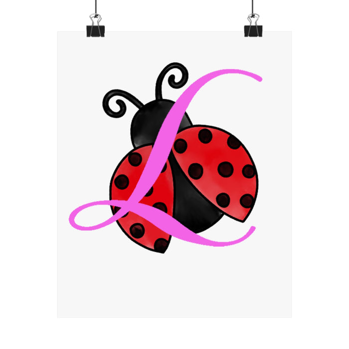 Ladybug Initial “L” Matte Poster — Cute Nursery Wall Art for Girls - 314 Originals