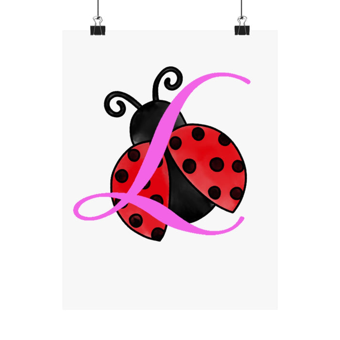 Ladybug Initial “L” Matte Poster — Cute Nursery Wall Art for Girls - 314 Originals