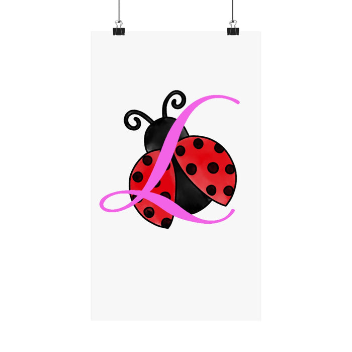 Ladybug Initial “L” Matte Poster — Cute Nursery Wall Art for Girls - 314 Originals