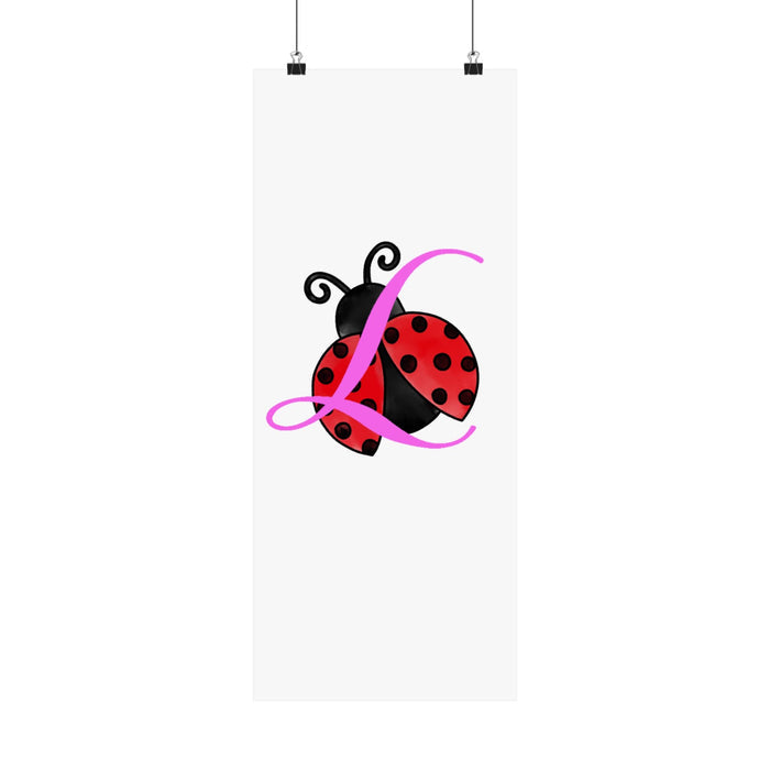 Ladybug Initial “L” Matte Poster — Cute Nursery Wall Art for Girls - 314 Originals