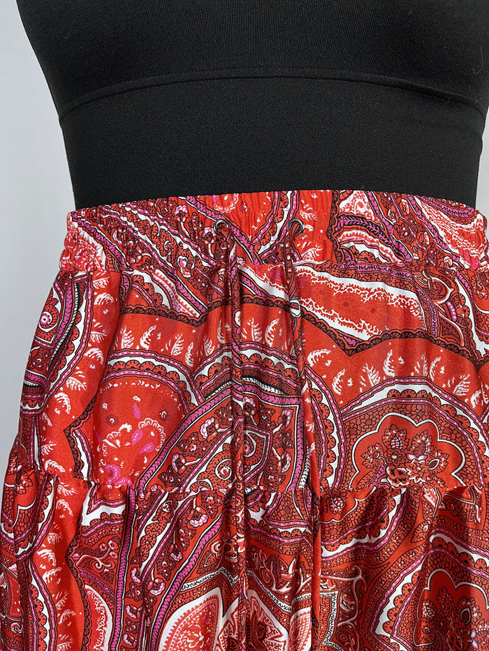 LAUREN Ralph Lauren Size 14 Red & White Paisley Skirt NWT
