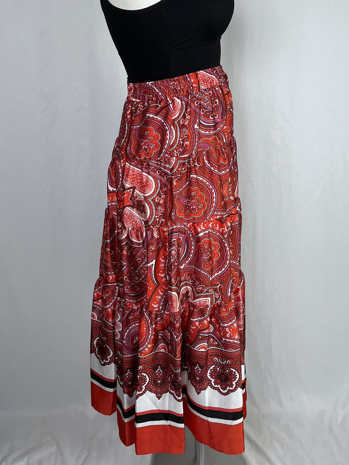 LAUREN Ralph Lauren Size 14 Red & White Paisley Skirt NWT