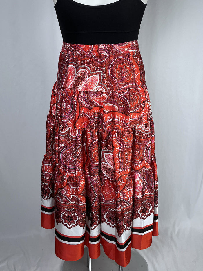LAUREN Ralph Lauren Size 14 Red & White Paisley Skirt NWT
