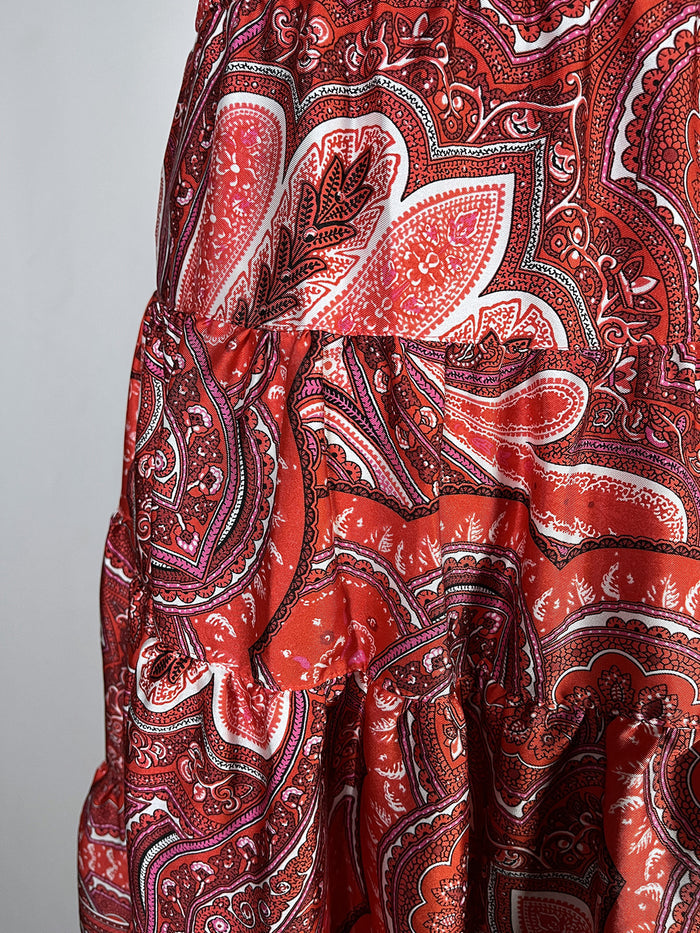 LAUREN Ralph Lauren Size 14 Red & White Paisley Skirt NWT