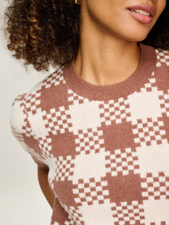 Lexi Weave Top in Brown and Cream