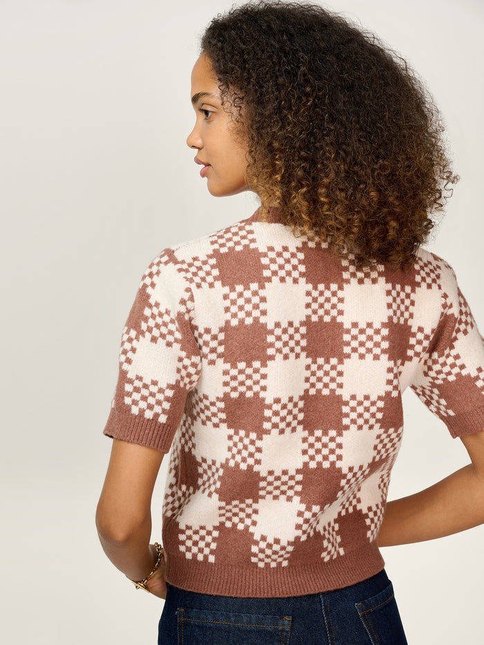 Lexi Weave Top in Brown and Cream