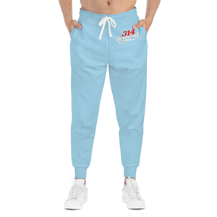 Light Blue 314 Originals Athletic Joggers – Retro Script Logo Sweatpants - 314 Originals