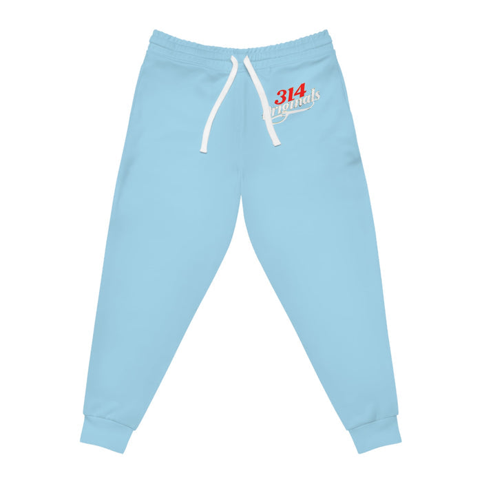 Light Blue 314 Originals Athletic Joggers – Retro Script Logo Sweatpants - 314 Originals