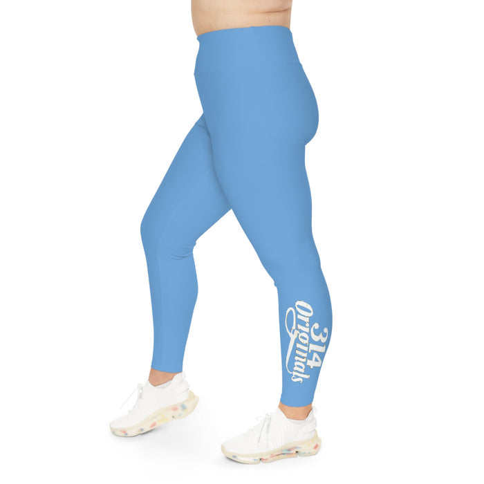 light Blue Plus Size Leggings — Subtle Side Script Graphic, Comfortable Everyday Activewear - 314 Originals