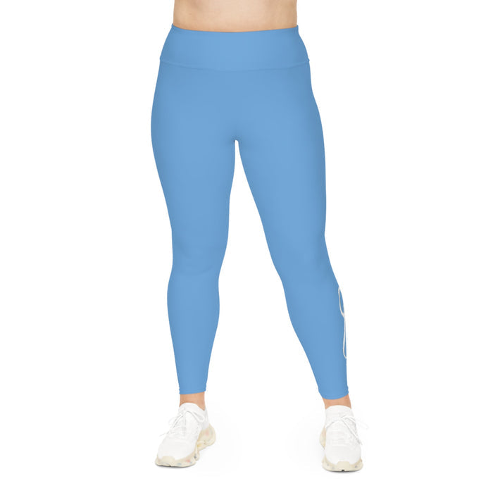 light Blue Plus Size Leggings — Subtle Side Script Graphic, Comfortable Everyday Activewear - 314 Originals