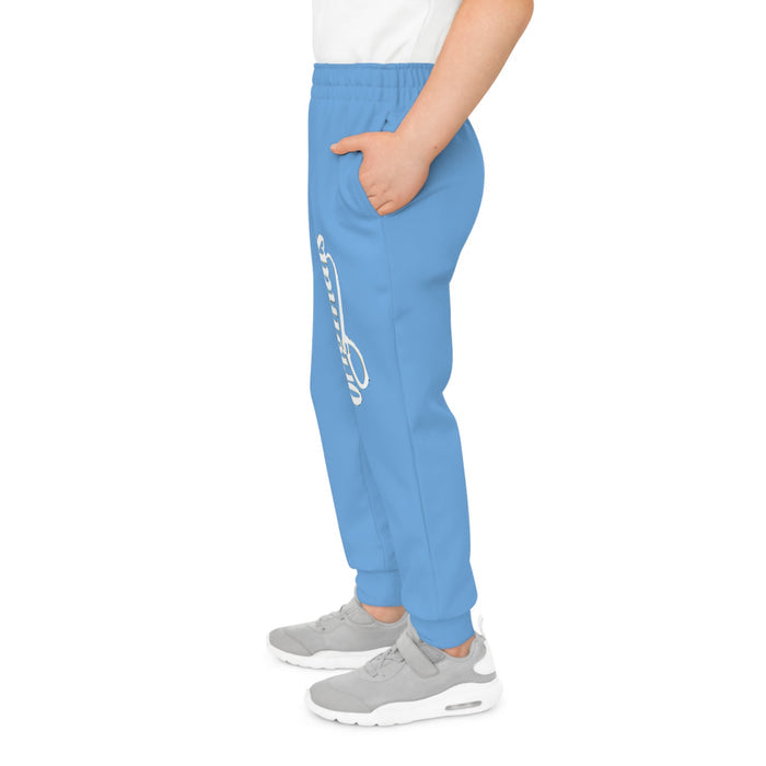 Light Blue Youth Joggers with 314 Originals Side Graphic — Kids Athletic Sweatpants - 314 Originals