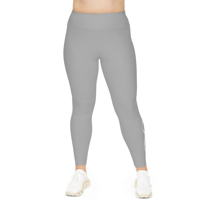 Light Grey Plus Size Leggings — Subtle Side Script Graphic, Comfortable Everyday Activewear - 314 Originals