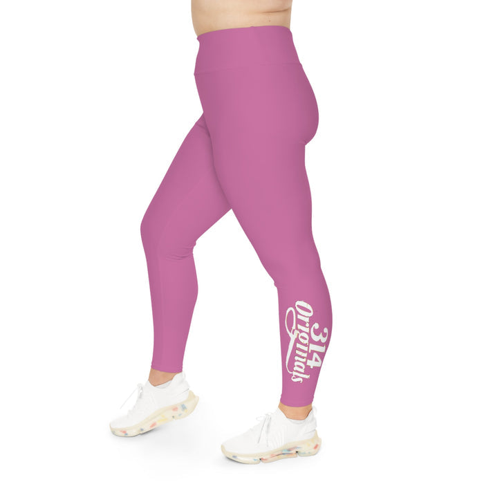 Light Pink Plus Size Leggings — Subtle Side Script Graphic, Comfortable Everyday Activewear - 314 Originals