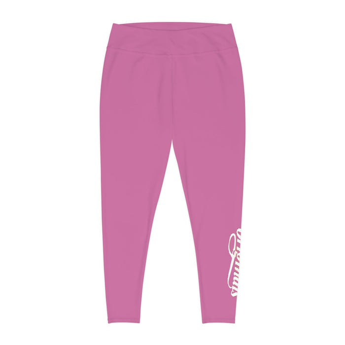 Light Pink Plus Size Leggings — Subtle Side Script Graphic, Comfortable Everyday Activewear - 314 Originals