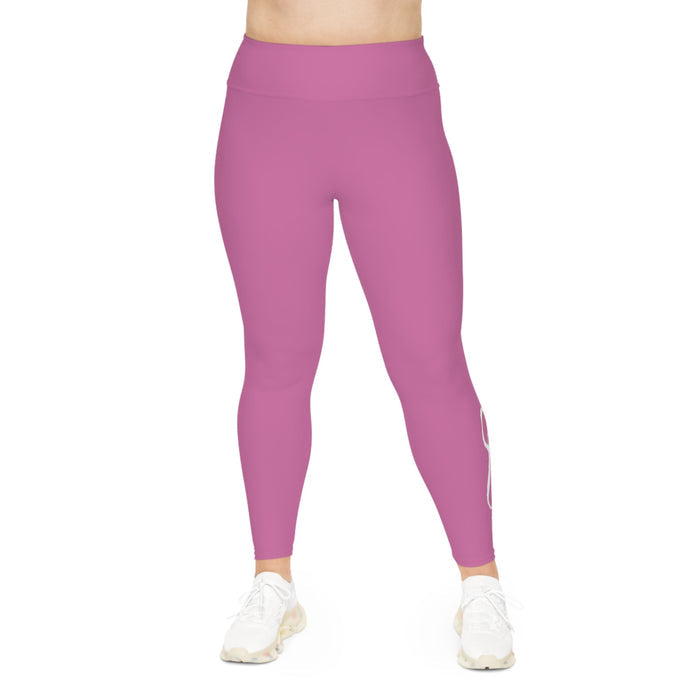 Light Pink Plus Size Leggings — Subtle Side Script Graphic, Comfortable Everyday Activewear - 314 Originals