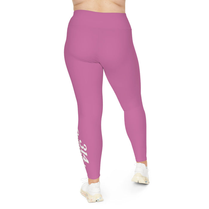 Light Pink Plus Size Leggings — Subtle Side Script Graphic, Comfortable Everyday Activewear - 314 Originals