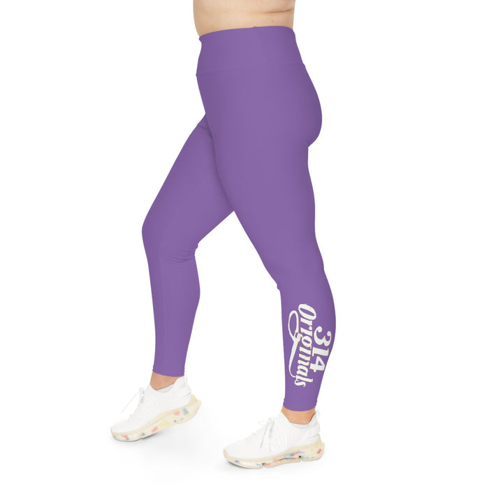 Light Purple Plus Size Leggings — Subtle Side Script Graphic, Comfortable Everyday Activewear - 314 Originals