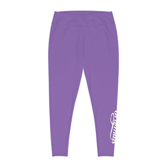 Light Purple Plus Size Leggings — Subtle Side Script Graphic, Comfortable Everyday Activewear - 314 Originals