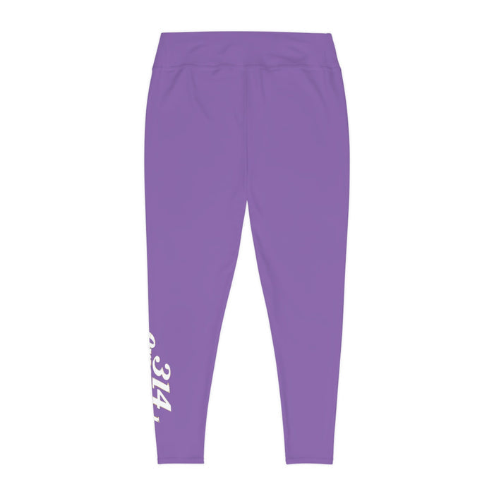 Light Purple Plus Size Leggings — Subtle Side Script Graphic, Comfortable Everyday Activewear - 314 Originals