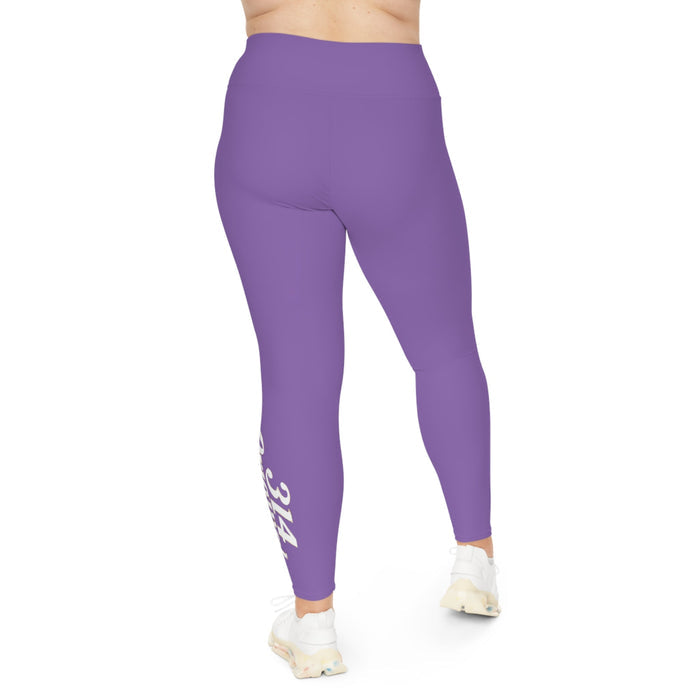 Light Purple Plus Size Leggings — Subtle Side Script Graphic, Comfortable Everyday Activewear - 314 Originals