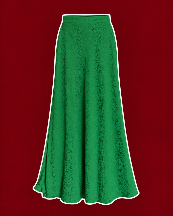 LOFT Emerald Green Jacquard Maxi Skirt