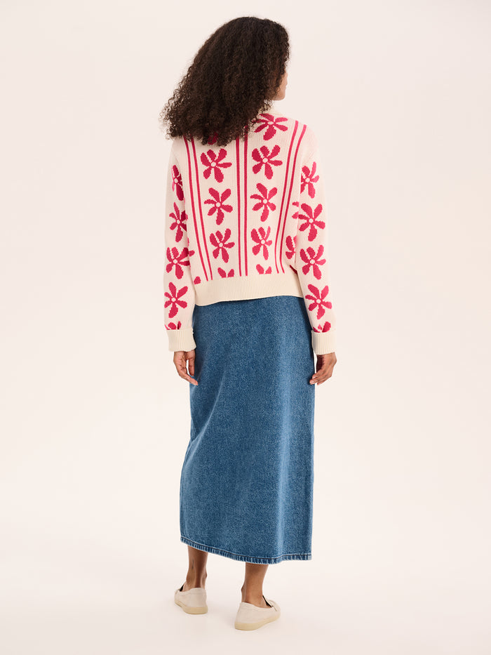 Loren Floral Cotton Jumper in Cream