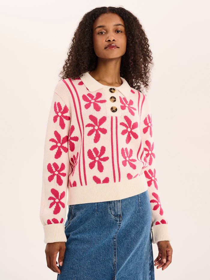 Loren Floral Cotton Jumper in Cream