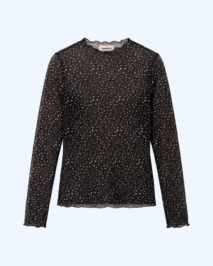 Lorrie Powermesh Top in Black Dalmation