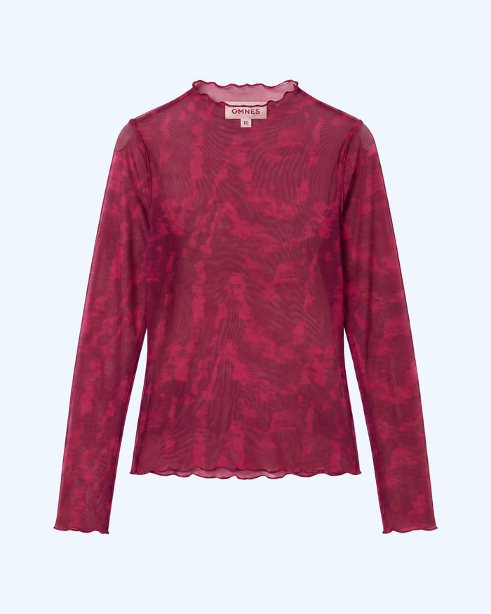 Lorrie Powermesh Top in Magenta Moire