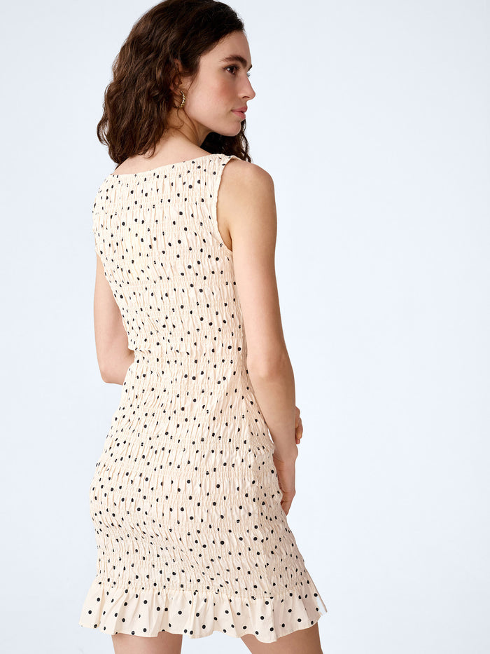Luann Dress in White Polka Dot