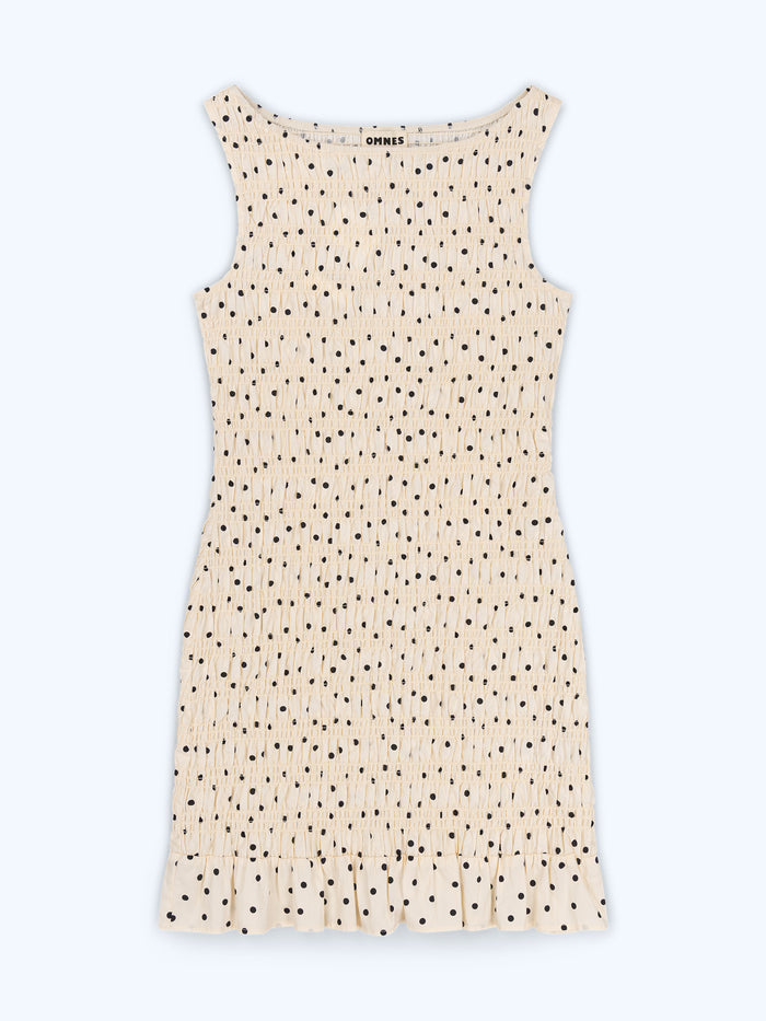Luann Dress in White Polka Dot