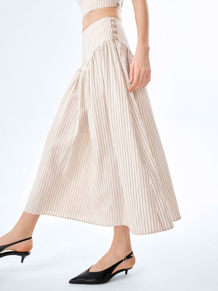 Lucille Skirt in Cream and Black Stripe