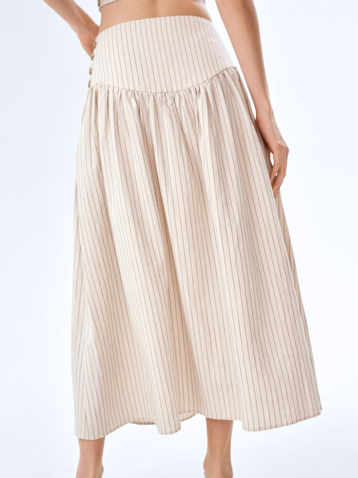 Lucille Skirt in Cream and Black Stripe