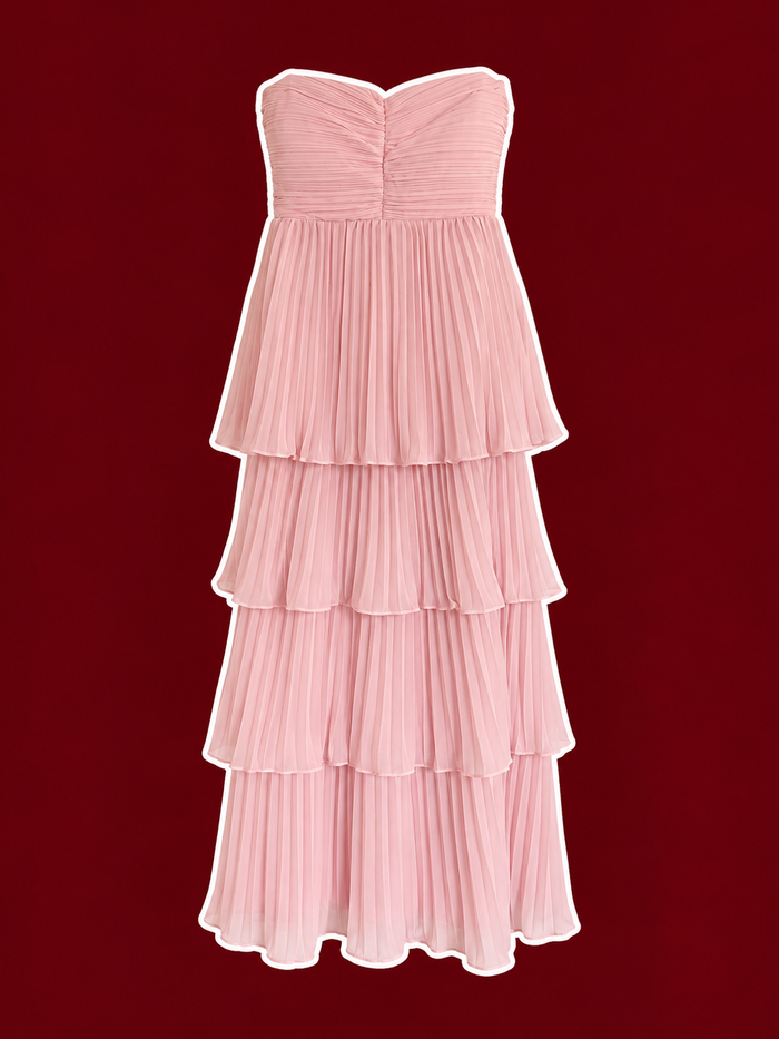 Lulus Blush Pink Strapless Tiered Maxi Dress