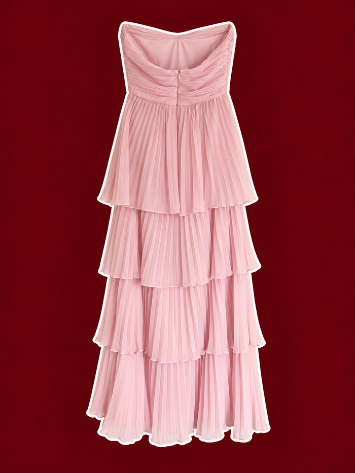 Lulus Blush Pink Strapless Tiered Maxi Dress